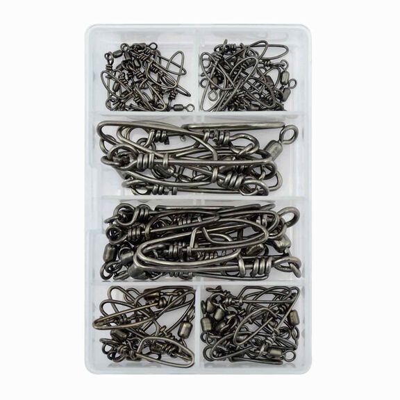 Stainless Steel Snap Crane Swivels Kit, - 12 pc #6, 12 pc #5, 12 pc #3, 6 pc #2, 12 pc #1, 6 pc #2/0, 2 pc #4/0 image number 1