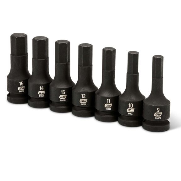 7 Piece 1/2" Drive Hex Bit Impact Metric Socket Set image number 0