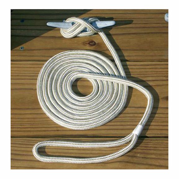 3/8" x 20' Dock Line, Premium Double Braid, Gold / White image number 0