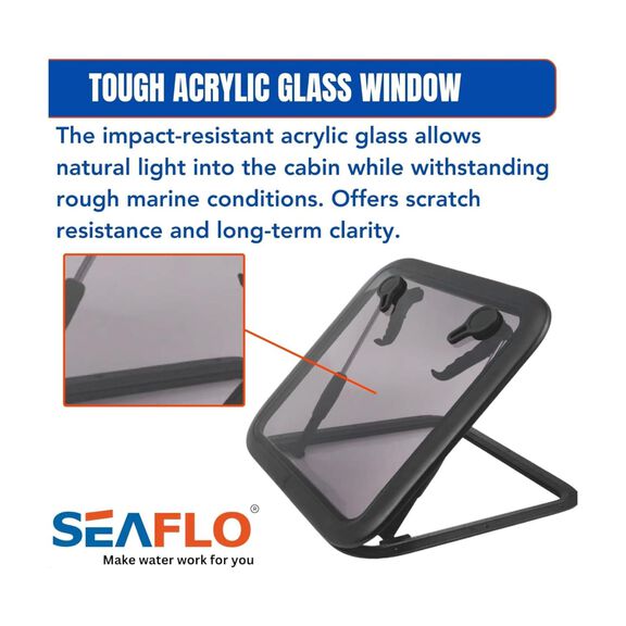 SEAFLO 01-Series 22.5" x 22.5" Black Aluminum Square Deck Hatch image number 4