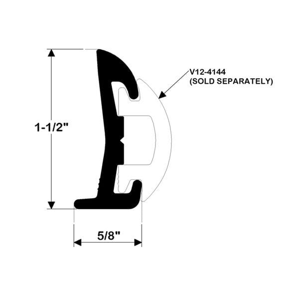 Rigid Black Rub Rail Kit, 1 1/2" x 5/8", 3 Pieces 7.5', 7.5' & 5' Lengths image number 1