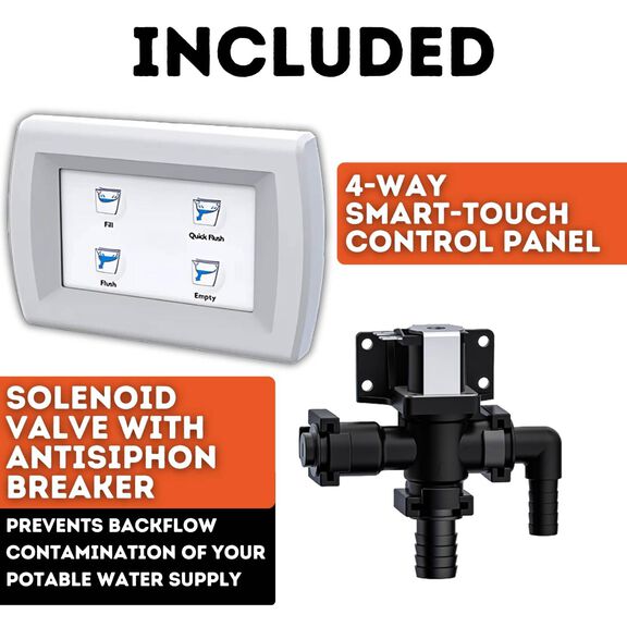 COMMODORE CM5RMT Deluxe Electric Marine Toilet Boating Head &ndash; Fresh Water, 12V, with Smart Panel & Solenoid Valve image number 2