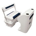 Wise DLX156-1904 DLX Pontoon Series 70 Quart Swingback Cooler Seat - White / Mariner Blue image number 7