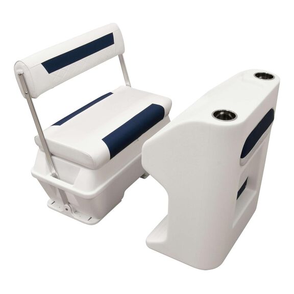Wise DLX156-1904 DLX Pontoon Series 70 Quart Swingback Cooler Seat - White / Mariner Blue image number 7