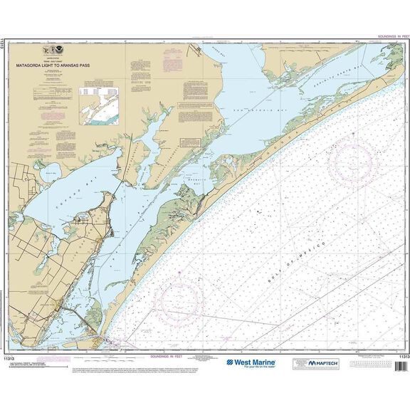Maptech&reg; NOAA Recreational Waterproof Chart-Matagorda Light to Aransas Pass, 11313 image number 0