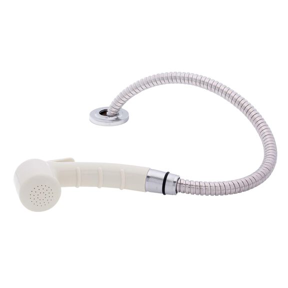 Deck-Mount Sprayer Small Warm White Sprayer No Hook, 6' Stainless Steel Hose, Low Profile Holder image number 1