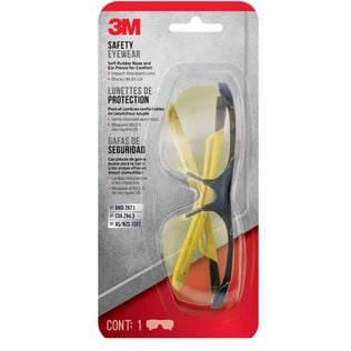 Safety Eyewear Amber Comfort 90211-HV6-NA, Black Frame Yellow Accent, AF & Scratch Resistant Lens