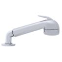 Deck-Mount Sprayer Large Chrome Sprayer No Hook, w/Elbow, 6' White Rubber Hose, Ultra-Low Profile Holder image number 2