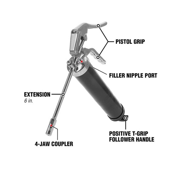 Workforce Pistol Grip Grease Gun w Straight Extension image number 2