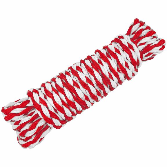 3/8" x 10' Utility Line, Hollow Braid Polypropylene, Red / White image number 0