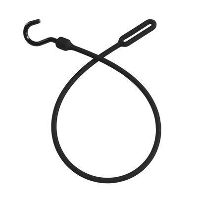 30" Polyurethane Cinch Cord with Loop and Heavy Duty Nylon Hook Ends, Black