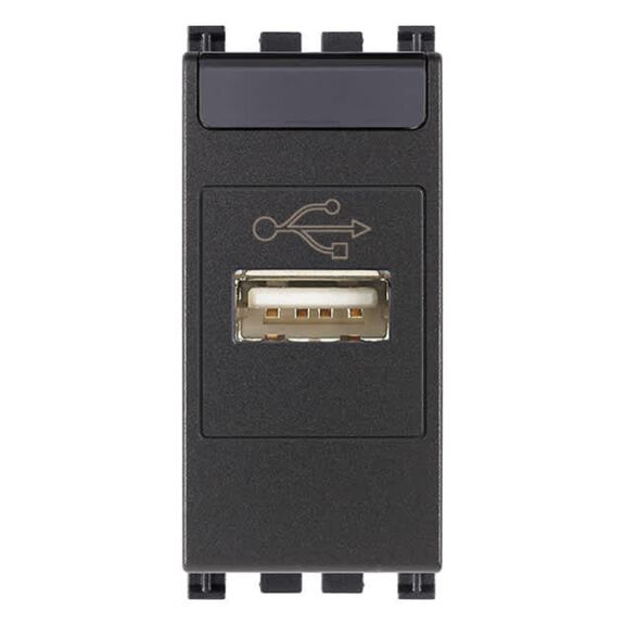 Vimar Arke USB Data Connector Outlet with Screw Terminals, Grey image number 0