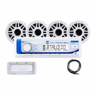 MXCPW134S Marine Digital Media and Bluetooth Receiver Package with 4 Speakers and Splash Guard