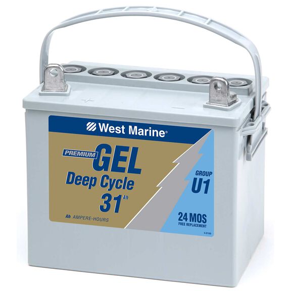 Group U1 Deep Cycle Marine Gel Battery, 31 Amp Hours, 200 Cold Cranking Amps, 290 Marine Cranking Amps, 44 Reserve Minutes image number 0