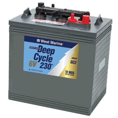 6V Deep Cycle Flooded Marine Battery, 230 Amp Hours, Group GC2