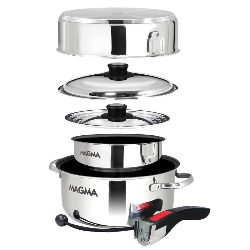 MAGMA Professional Series Gourmet Nesting 7-Piece Stainless Steel Induction  Cookware Set with Ceramica® Non-Stick