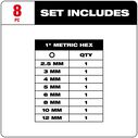 8 Piece SHOCKWAVE&trade; 1" Impact Metric Hex Insert Bit Set, 3 Pack image number 1