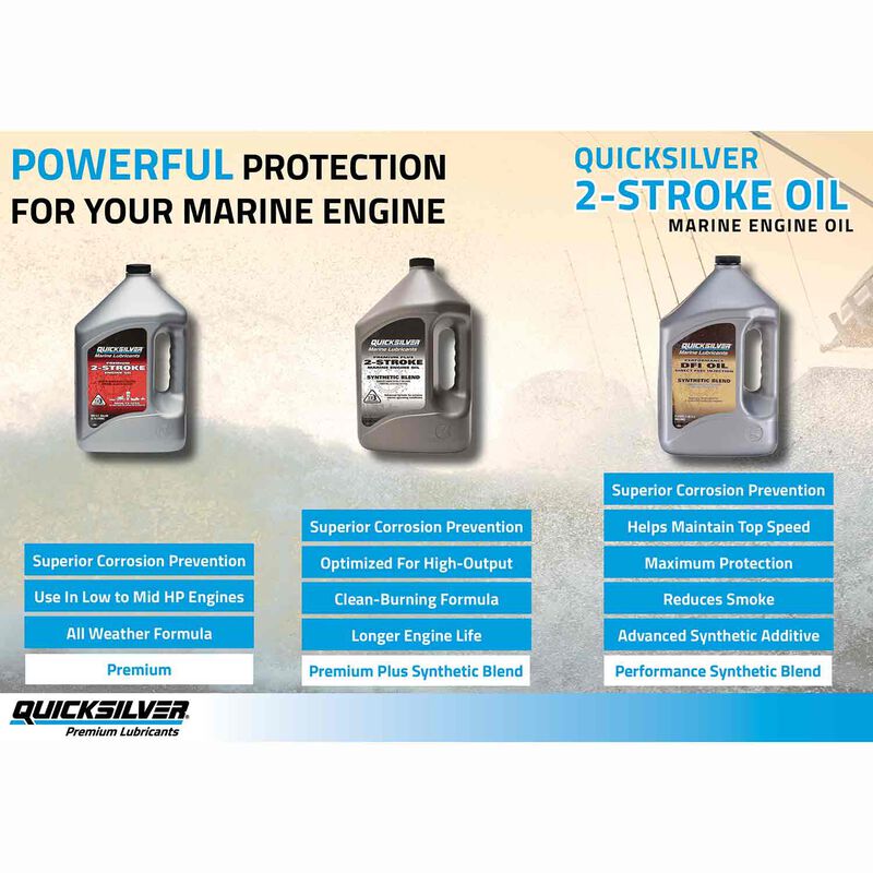 Quicksilver TC-W3 2 Stroke Synthetic Blend DFI Marine Engine Oil, 2.5 Gallon image number 3