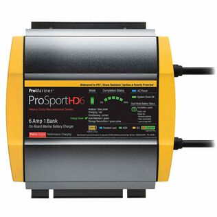 ProSportHD6 Onboard Waterproof Smart Marine Battery Charger with Selectable Charging Profiles and Ignition and Reverse Polarity Protection, 6 Amp, 1-Bank