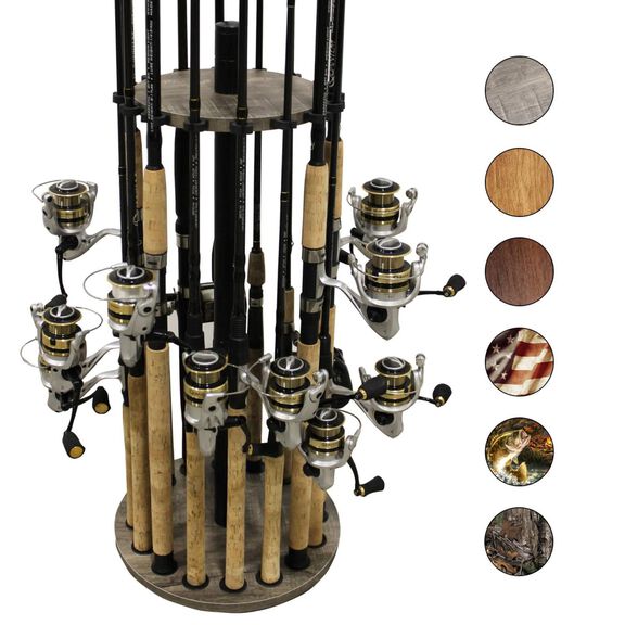 Barn Wood 16 Round Rod Rack - Steel Post image number 0
