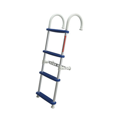 4-Step Gunwale-Mount Boarding Ladder, 7" Hook, Blue Steps
