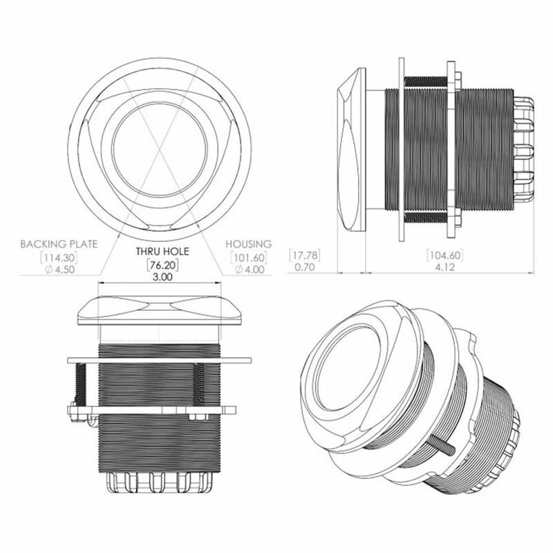 LUMITEC LIGHTING Seablaze Typhoon ThroughHull Underwater Light, 10,000