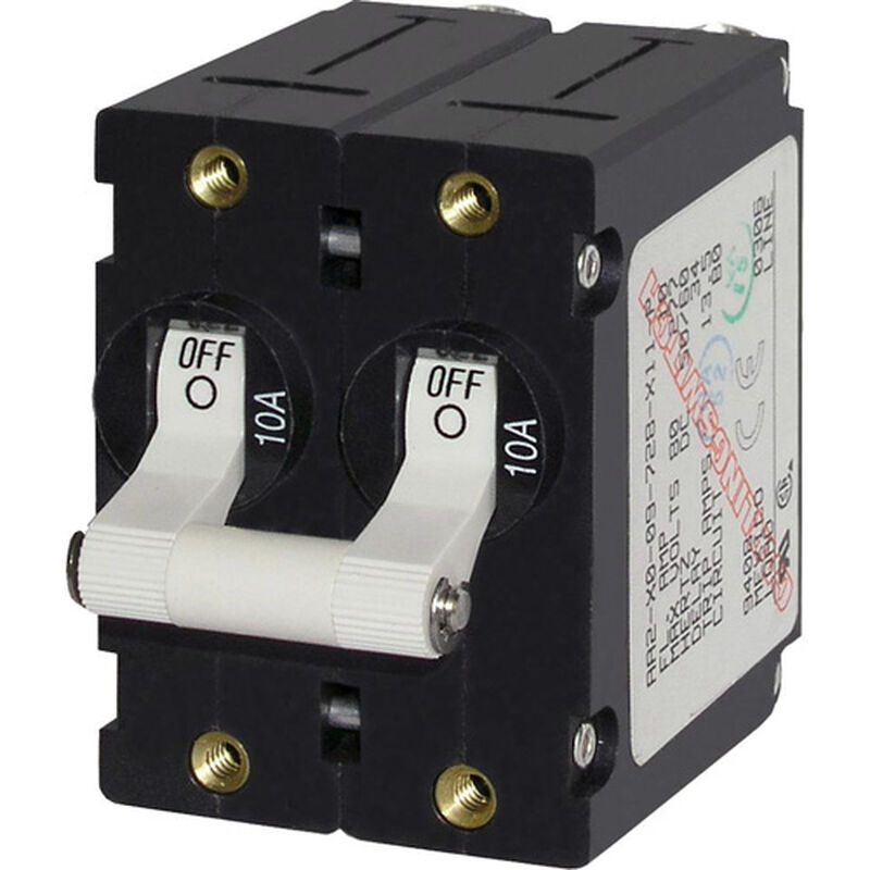 A-Series Double Pole White Toggle 15A Circuit Breaker image number 0