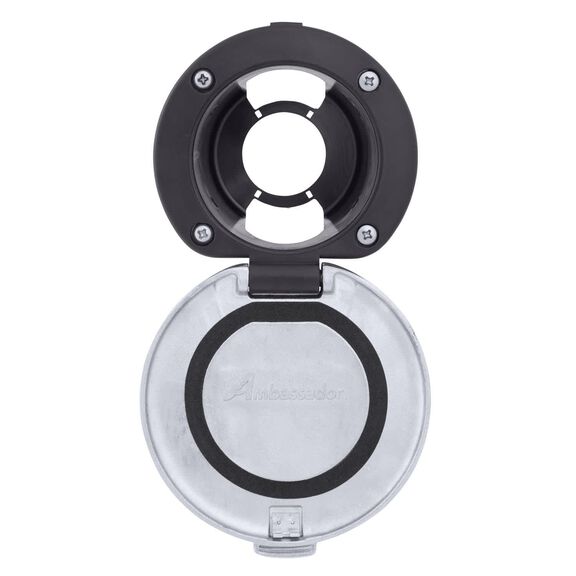 Recessed Cup & Lid Set Stainless Steel Lid w/Gasket / Plastic Cup Black image number 1