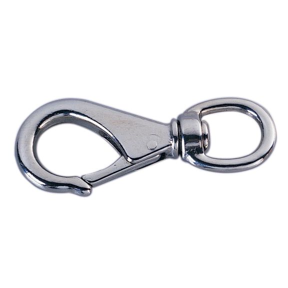 Swivel-Eye Snap, Nickel, 5/8" Eye ID, 3-1/4" Length, 5/16" Opening image number 0