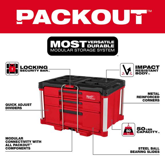 PACKOUT&trade; Multi-Depth 3-Drawer Tool Box image number 1