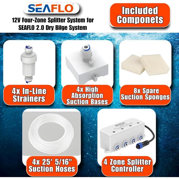 SEAFLO Dry Bilge 4-Zone Splitter System 24V Marine Solenoid Valve image number 1
