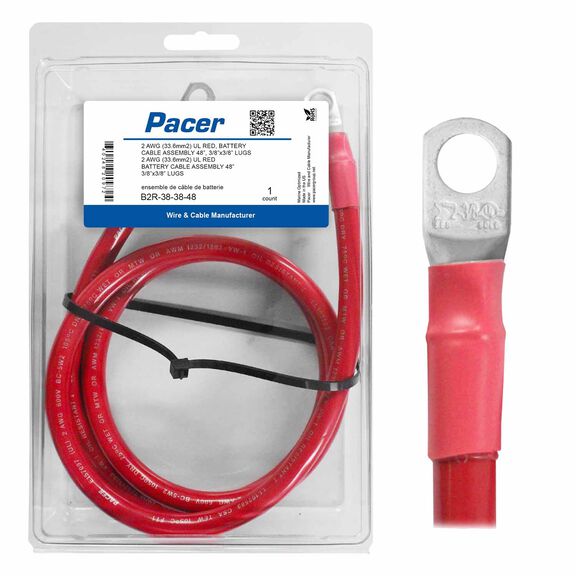 48" Battery Cable Assembly, #2 3/8, Red image number 0