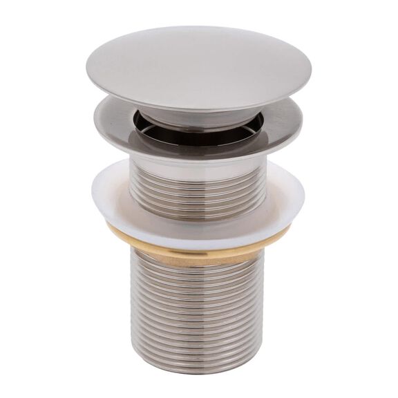 1-3/4" Drain, Touch Drain with Cover no Overflow, Straight, 1-1/4"-M Thread Brushed Nickel image number 0
