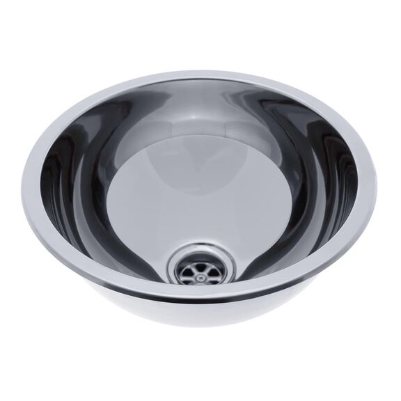 HalfSphere Sink Ultra-Mirror Finish, 304 Stainless Steel, 2" Drain, SoundKOTE image number 0