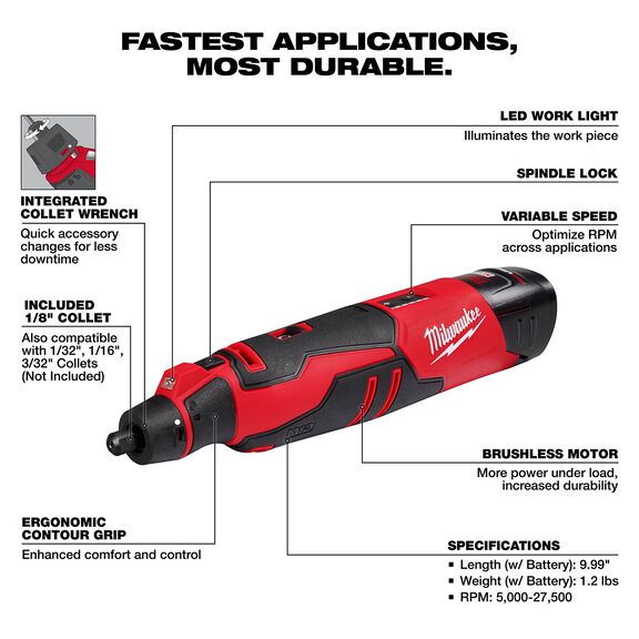 M12&trade; Brushless Rotary Tool Kit image number 1