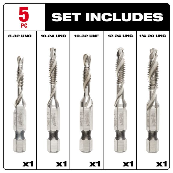 SHOCKWAVE&trade; SAE Impact Drill Tap Set, 5 Piece image number 2