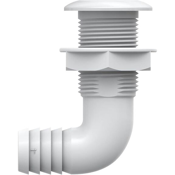 SEAFLO 1 in Angled Thru Hull Fitting with Built-In Check Valve Stainless Steel Cap image number 1
