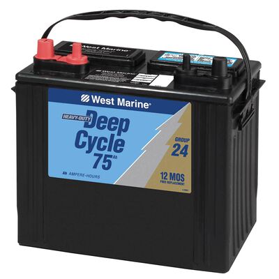 Deep Cycle Flooded Marine Battery, 75 Amp Hours, Group 24