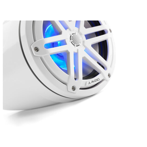 M3-770ETXv3-Gw-S-Gw-i 7.7" Enclosed Marine Coaxial Speaker System, Gloss White, White Sport Grilles with RGB LED Lighting image number 0