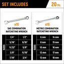 20-Piece SAE/MM Ratcheting Wrench Set image number 1