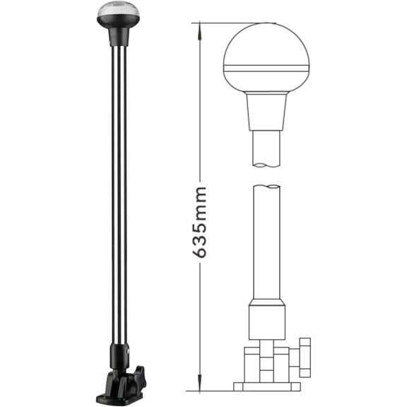 SEAFLO 02 Series 25 In All-Around LED Pole Navigation Light 12V for Boats Up to 65 Ft image number 1