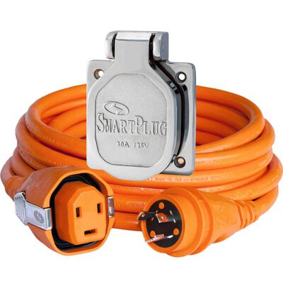 50' Dual Configuration Cordset & Stainless Steel Inlet, 30A, Orange