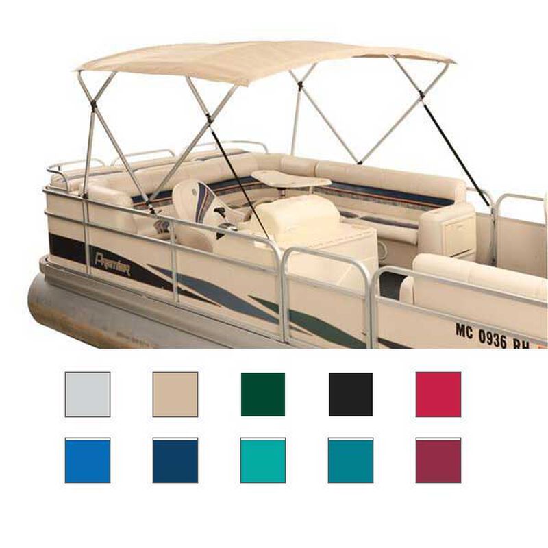 Traditional Square Tube, 4-Bow Pontoon Bimini Top, 96"L, 88-96"W, 48"H, Green image number 0