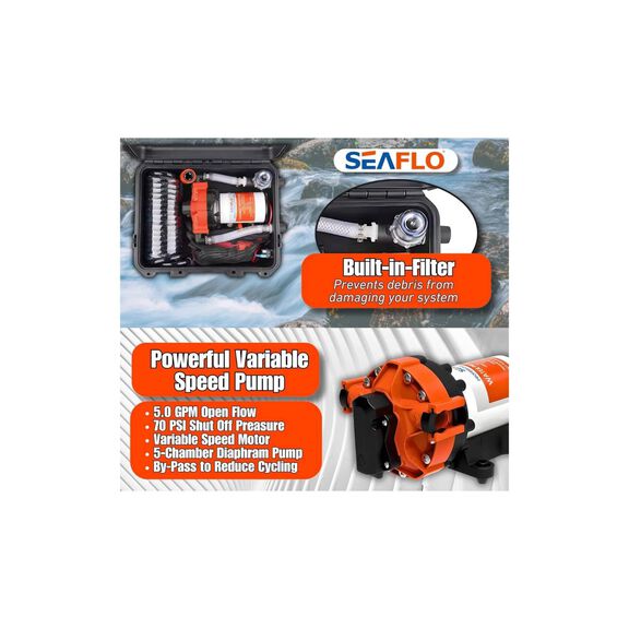 SEAFLO 56 Series Portable Washdown Pump Kit, 12V DC, 5.0 GPM, 70 PSI image number 4