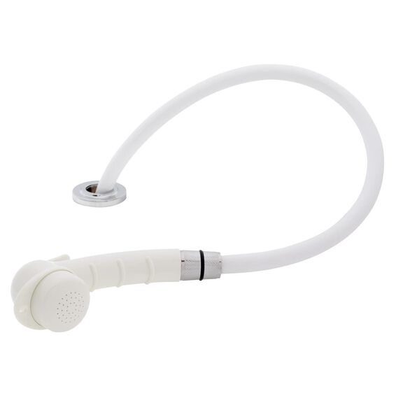 Deck-Mount Sprayer Small Warm White Sprayer, 10' White Rubber Hose, Low Profile Holder image number 1