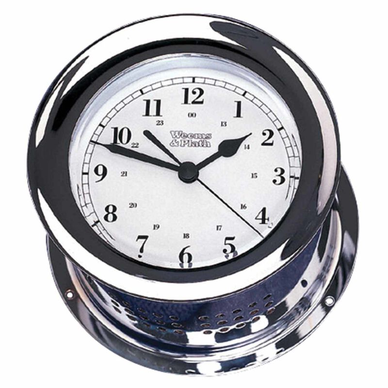 WEEMS & PLATH Atlantis Series Chrome Ship's Bell Clock (Quartz) West