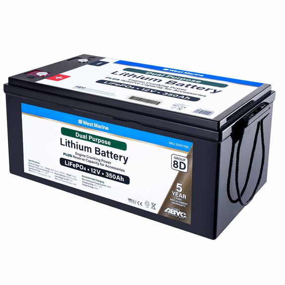 Group 8D Lithium Iron Phosphate Dual Purpose Battery, 12V 350Ah, Certified to ABYC Standards image number 1