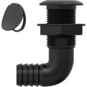 SEAFLO 1" Angled Thru Hull Fitting Black with Check Valve Stainless Steel Cap image number 1