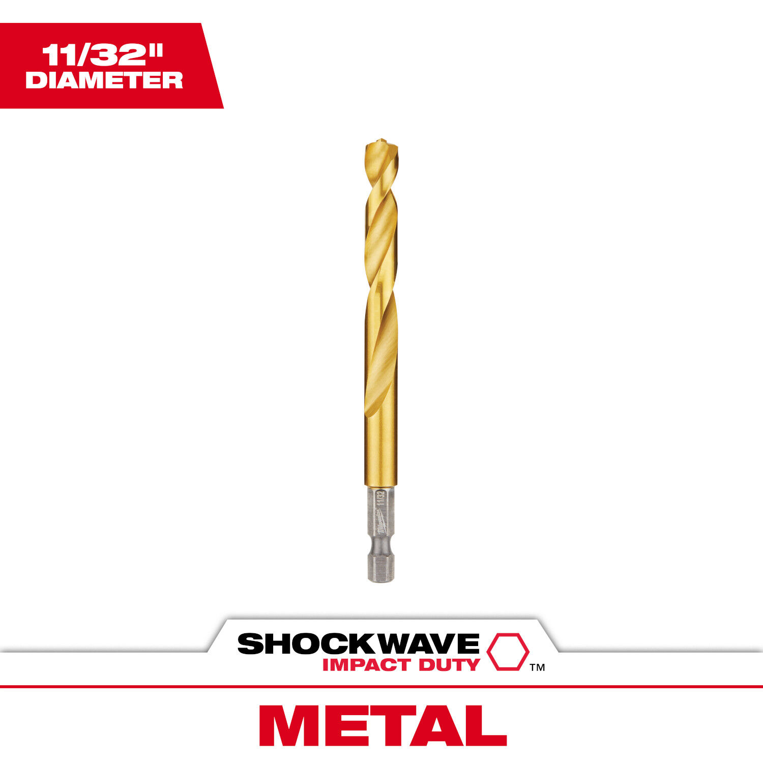 11/32" SHOCKWAVE Impact Duty RED HELIX Titanium Drill Bit