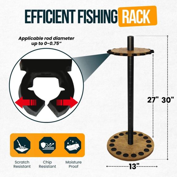 American Cherry 16 Round Rod Rack - Steel Post image number 1